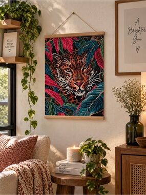 Handmade Tropical Tiger Diamond Art Canvas 11” x 14”